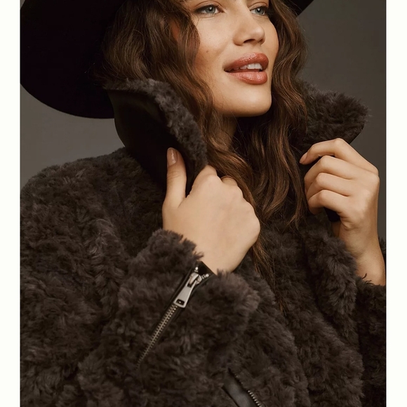 Anthropologie Dark Gray/Brown Teddy Jacket - Picture 3 of 7